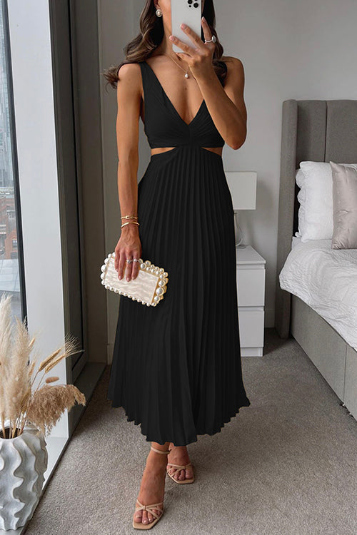 Celestine Pleated Maxi Dress V-Neck Sleeveless