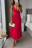 Celestine Pleated Maxi Dress V-Neck Sleeveless