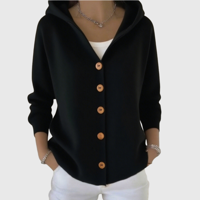 Josephine Hooded Button-Down Cardigan