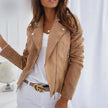 Corinne Suede Moto Zip-Up Cropped Jacket Fall Essential