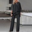 Selenne Cape-Sleeve Wide-Leg Two-Piece Set Formal