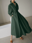 Shirt Maxi Dress Pleated Waist Long Sleeve Casual Occasion Wear
