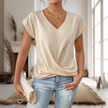 Rosalie Twist-Front V-Neck Cap Sleeve T-Shirt