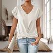 Rosalie Twist-Front V-Neck Cap Sleeve T-Shirt