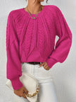 Azalea Cable-Knit Raglan Crew-Neck Sweater