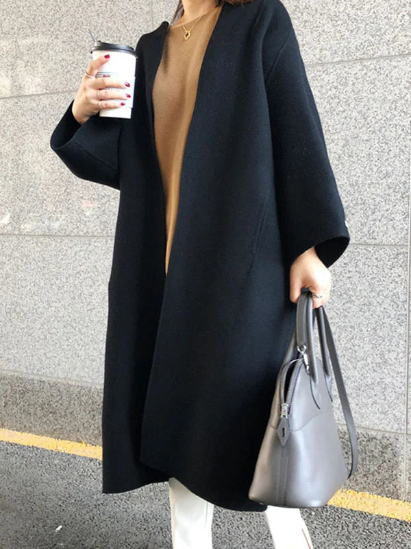 Ilaria Longline Open-Front Wool-Blend Coat