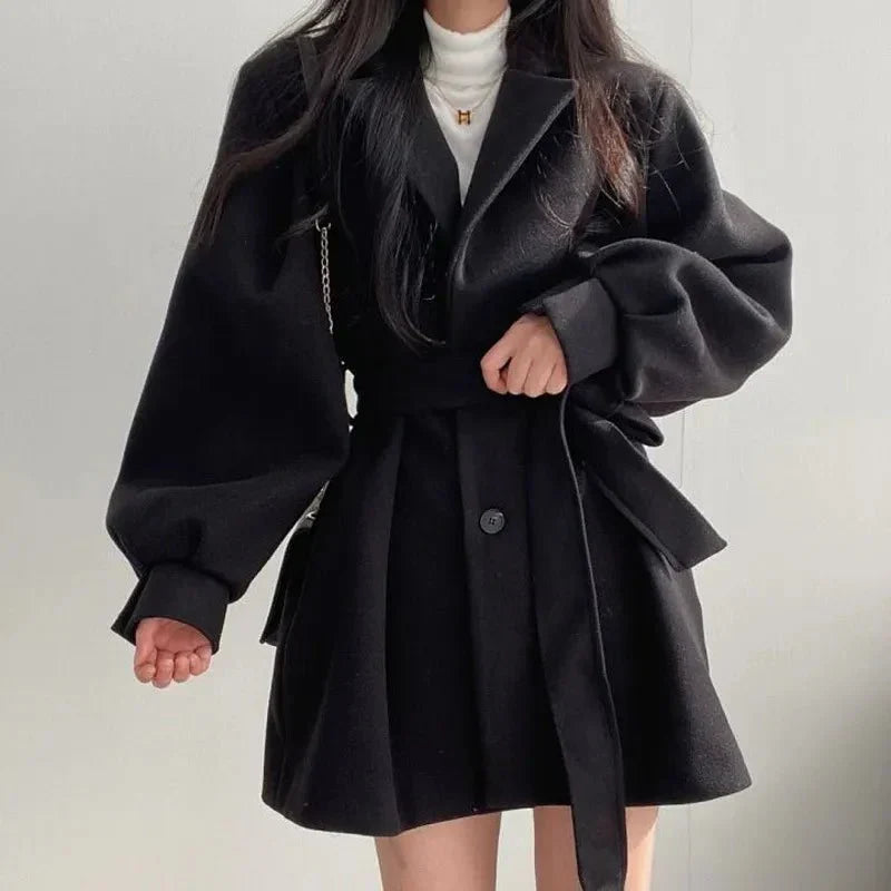 Carlotta Belted Lapel Short Coat