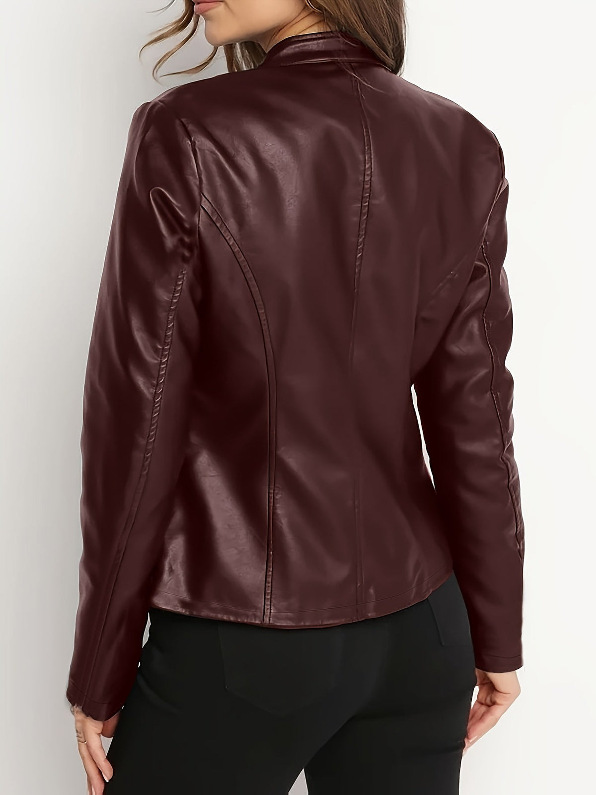 Vivien Sculpted Zip-Front Biker Jacket