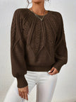 Azalea Cable-Knit Raglan Crew-Neck Sweater