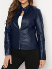 Vivien Sculpted Zip-Front Biker Jacket