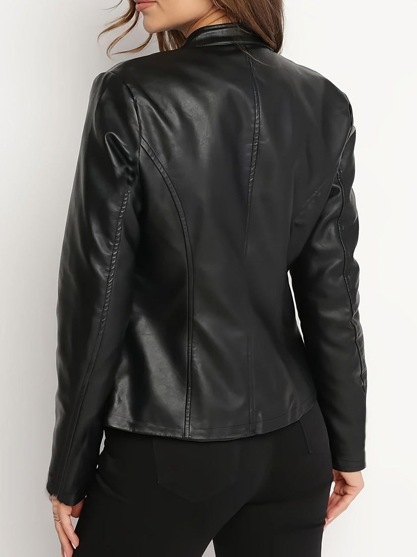 Vivien Sculpted Zip-Front Biker Jacket