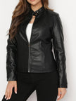 Vivien Sculpted Zip-Front Biker Jacket