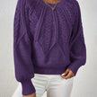 Azalea Cable-Knit Raglan Crew-Neck Sweater