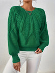 Azalea Cable-Knit Raglan Crew-Neck Sweater
