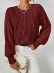 Azalea Cable-Knit Raglan Crew-Neck Sweater