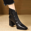 Saveria Block Heel Back-Zip Ankle Boots