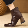 Saveria Block Heel Back-Zip Ankle Boots