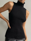 Raye Mock Neck Ribbed Sleeveless Knit Top