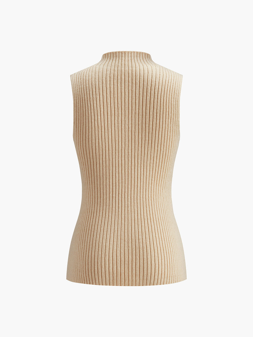 Raye Mock Neck Ribbed Sleeveless Knit Top
