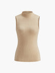 Raye Mock Neck Ribbed Sleeveless Knit Top