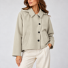 Adelina Hooded Double-Breasted Cropped Jacket
