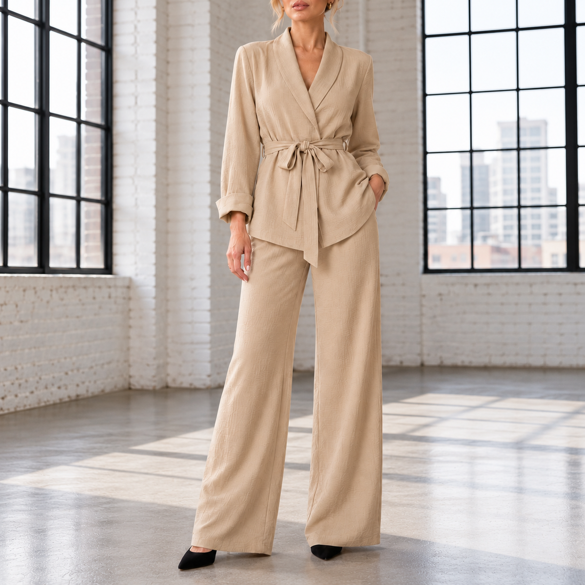 Matilde Draped Tunic Wide-Leg Pant Set