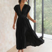 Seraphina Pleated V-Neck Midi Dress Occasion Formal