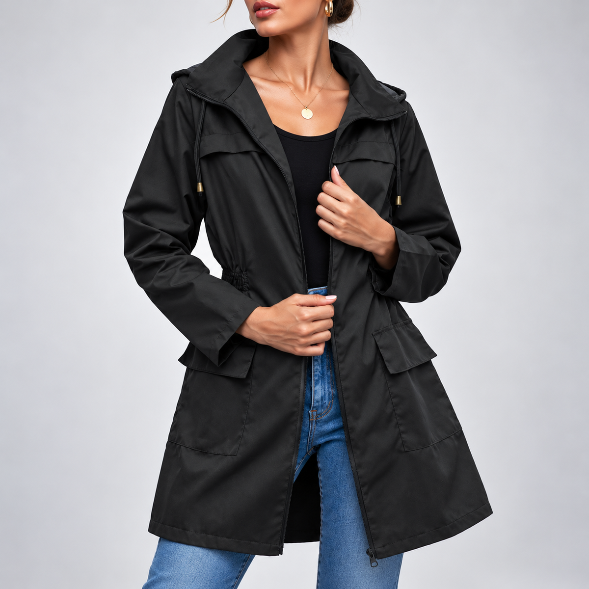 Sabrina Windproof Zip-Front A-Line Jacket