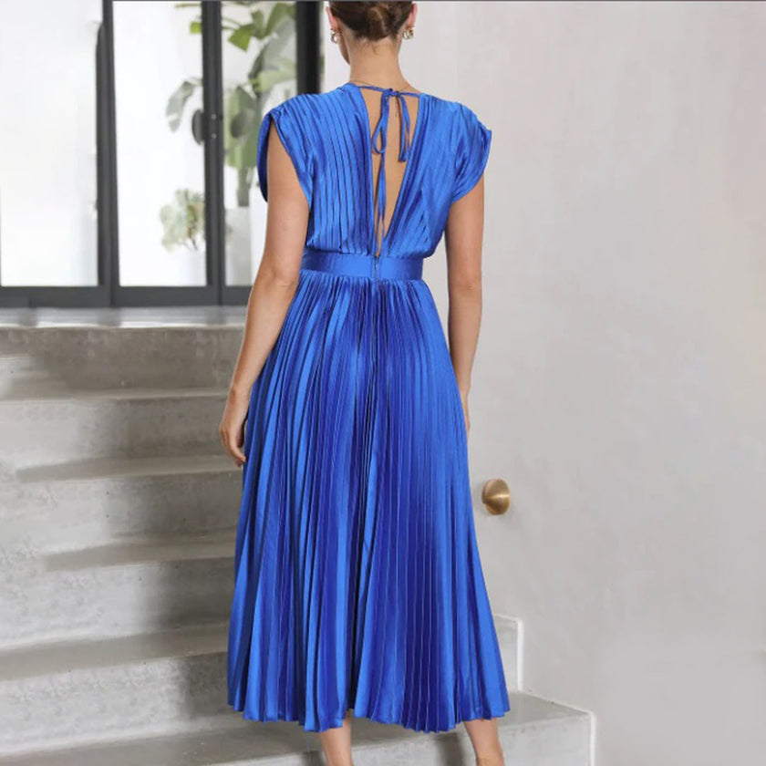 Seraphina Pleated V-Neck Midi Dress Occasion Formal