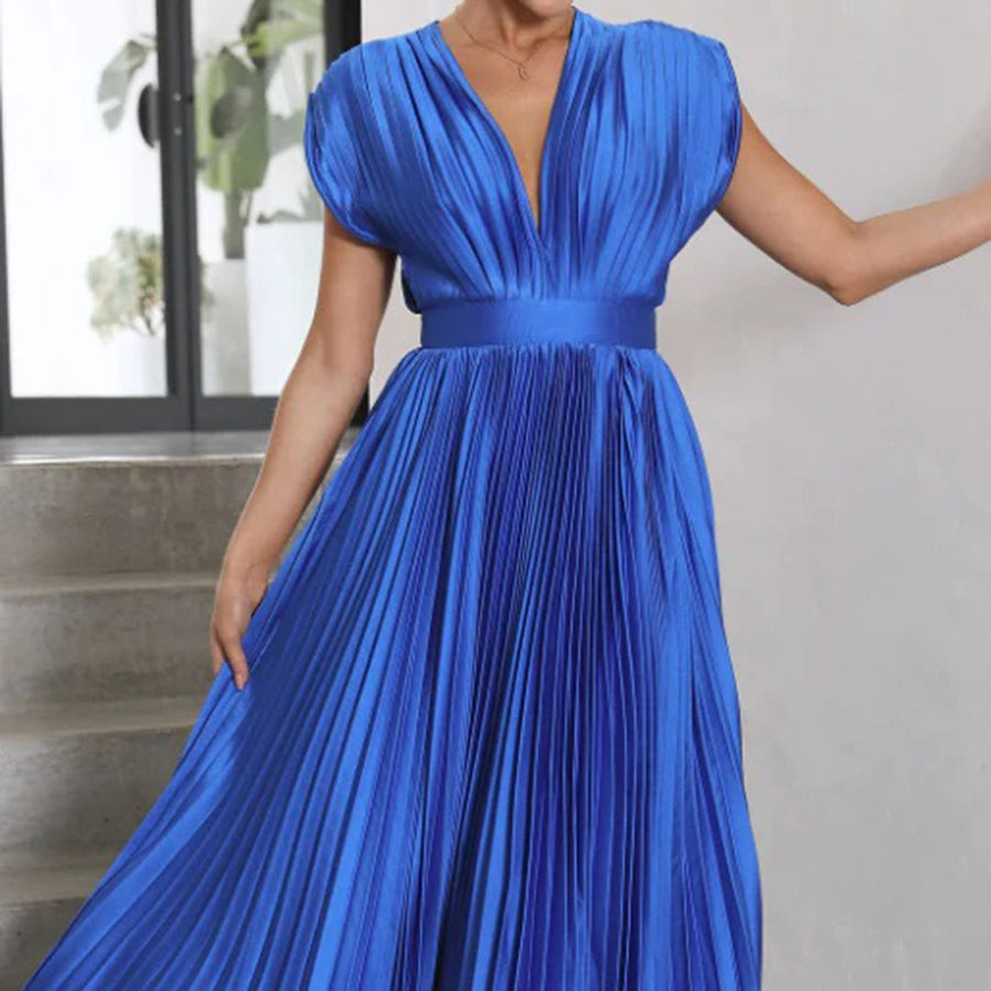 Seraphina Pleated V-Neck Midi Dress Occasion Formal