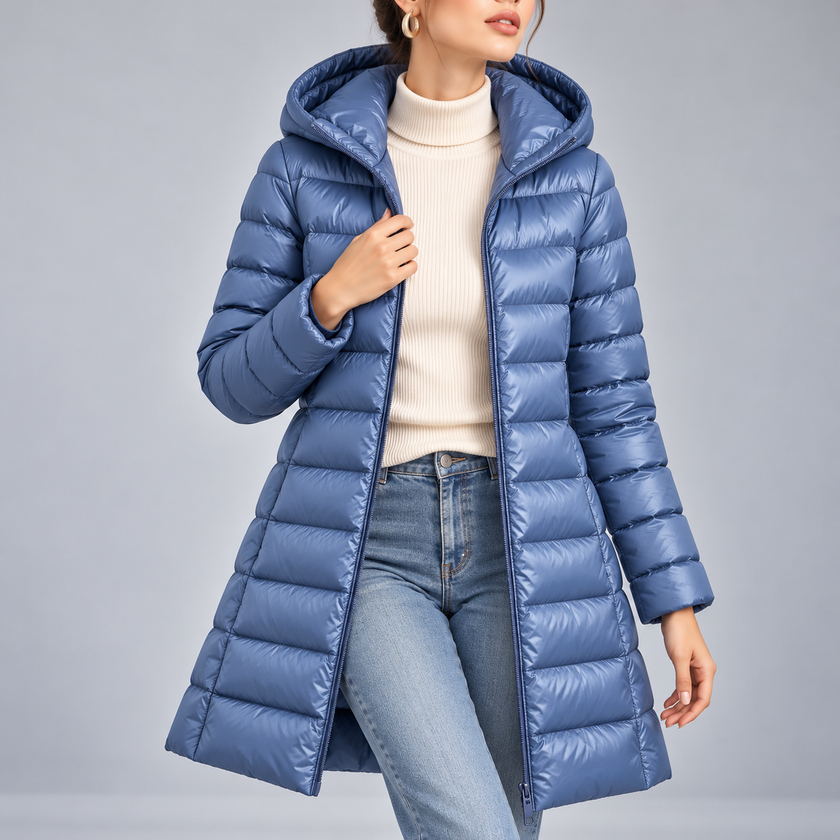 Marianne Hooded Long Quilted Down Jacket