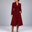 Marcelline Belted Shawl-Collar Wrap Coat