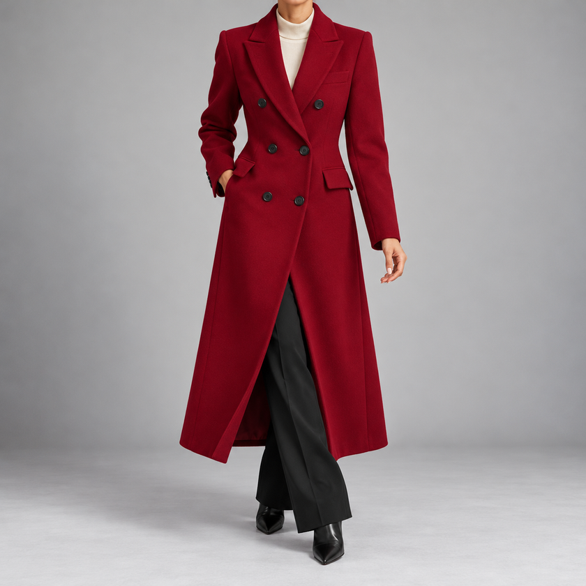 Philippa Double-Breasted Notch-Lapel Wool Coat