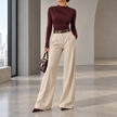 Fiorella Ruched Mock-Neck Long-Sleeve Top