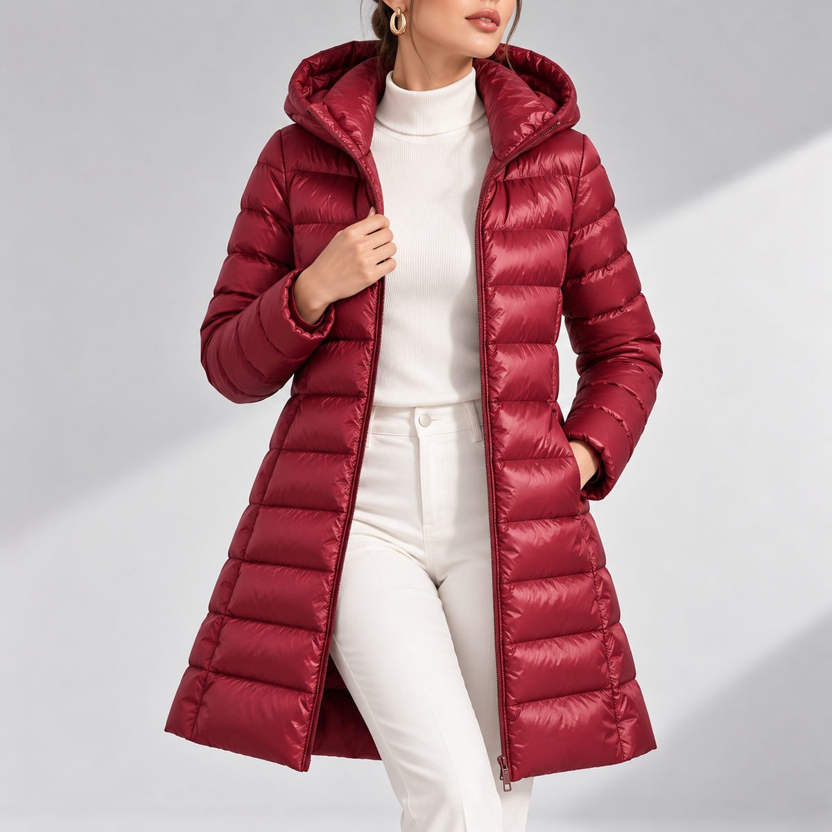 Marianne Hooded Long Quilted Down Jacket