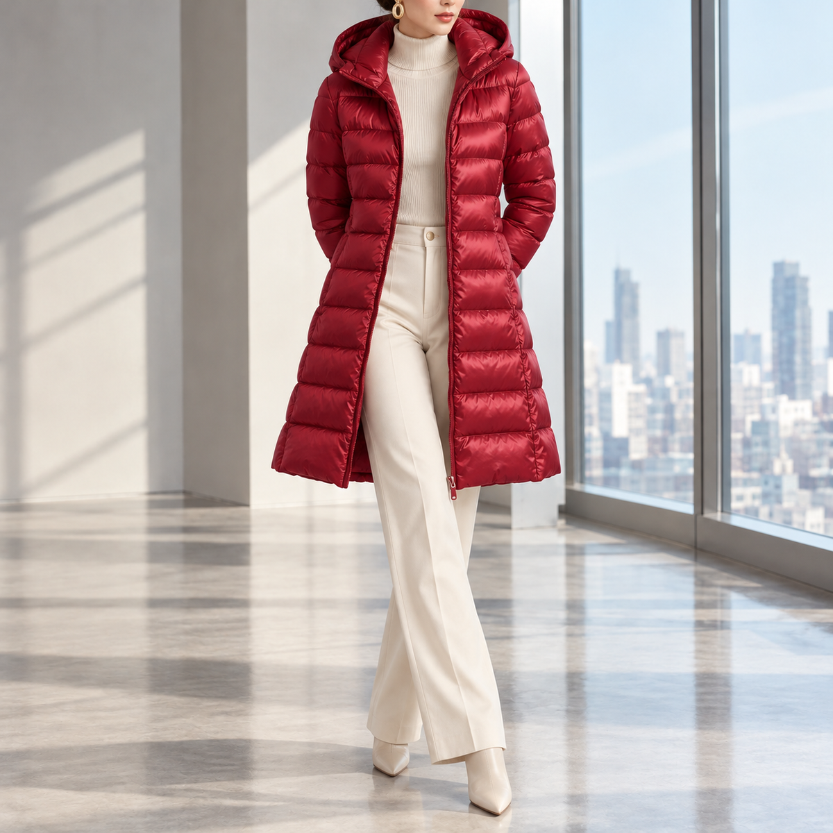 Marianne Hooded Long Quilted Down Jacket
