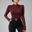 Delphina Cross-Over Collar Cinched Top