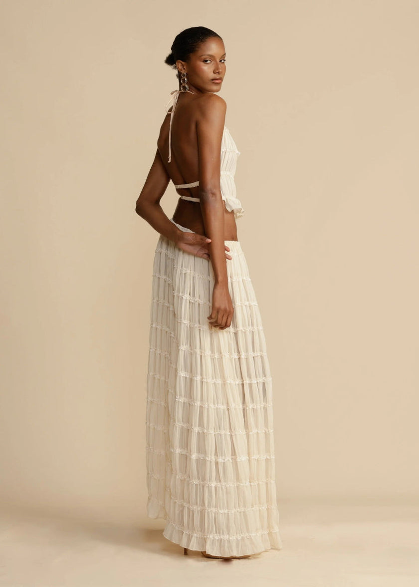 Kaia Ruffle Halter Two Piece Maxi Skirt Set