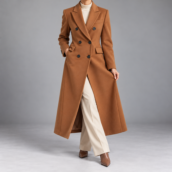Philippa Double-Breasted Notch-Lapel Wool Coat