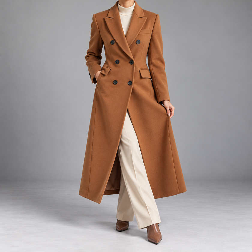 Philippa Double-Breasted Notch-Lapel Wool Coat