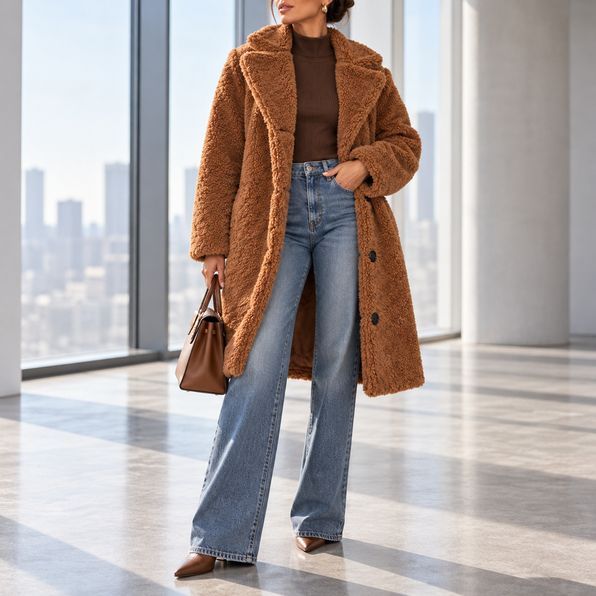 Benedetta Long Lapel Teddy Coat