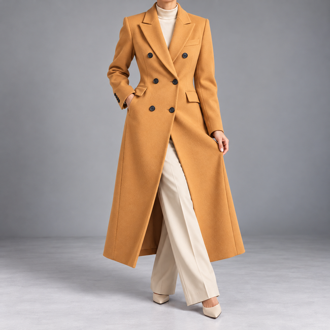 Philippa Double-Breasted Notch-Lapel Wool Coat