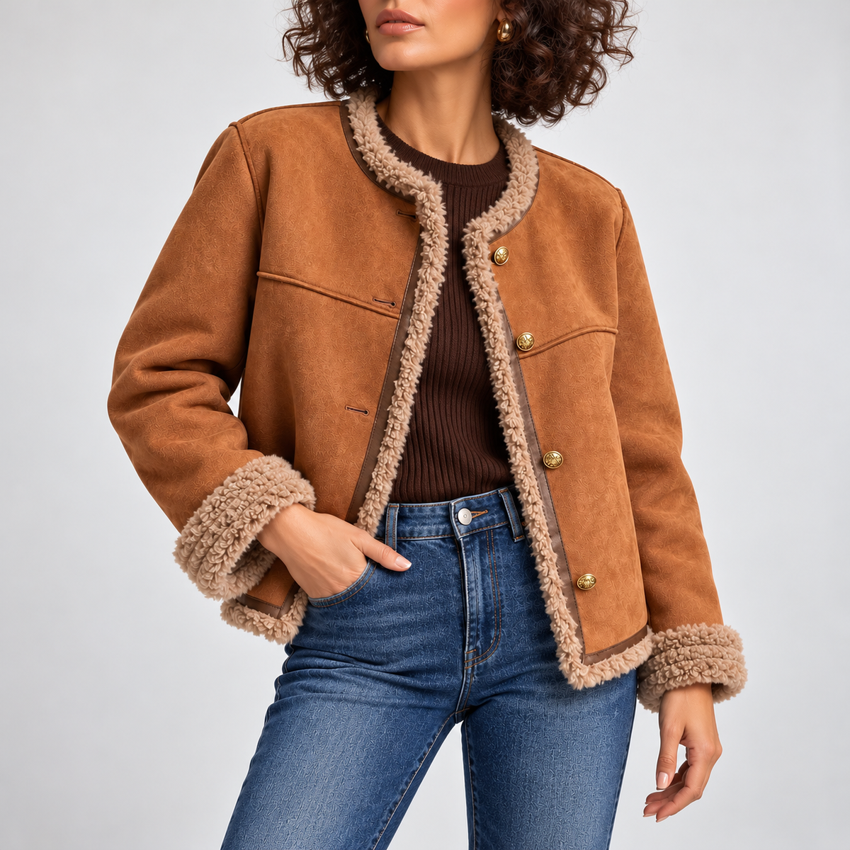 Cristina Sherpa-Lined Shearling-Effect Jacket