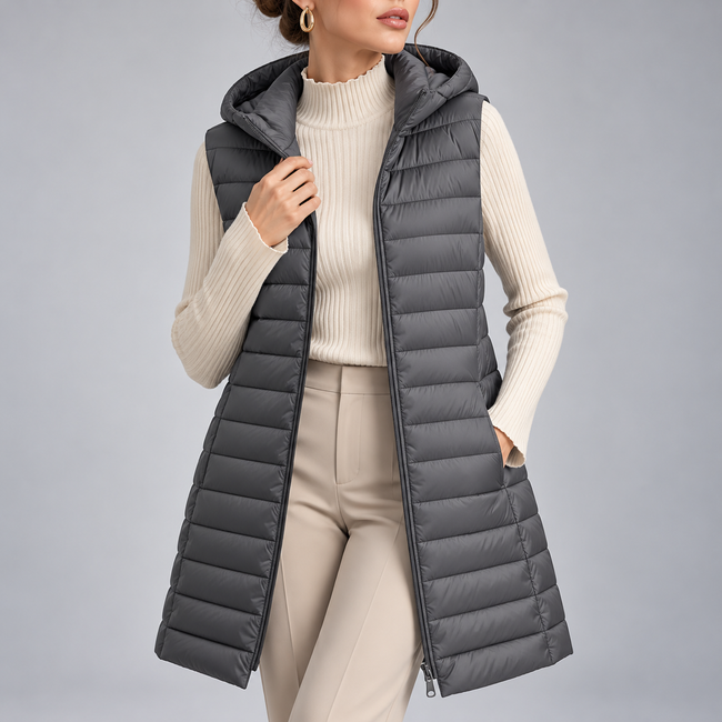 Allegra Hooded Longline Quilted Vest