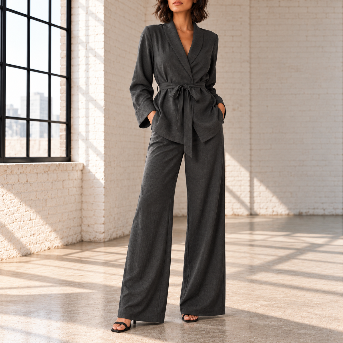 Matilde Draped Tunic Wide-Leg Pant Set