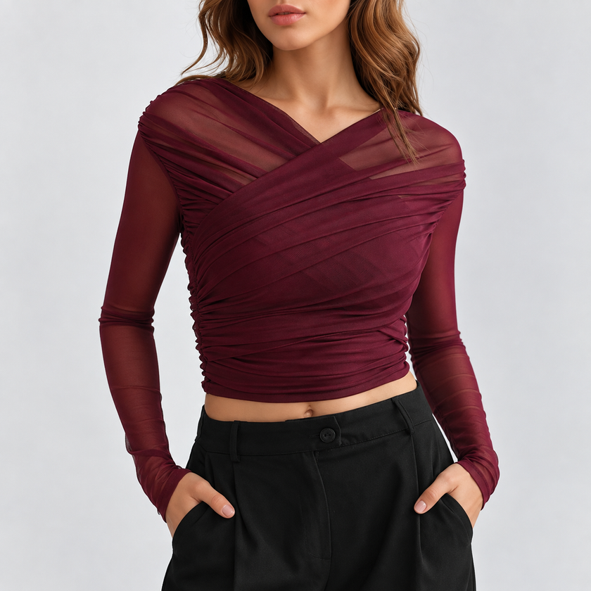 Celeste Sheer Mesh Long Sleeve Top