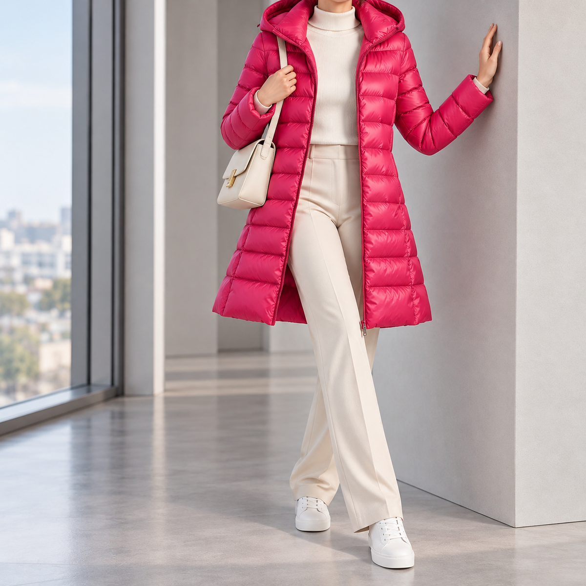 Marianne Hooded Long Quilted Down Jacket