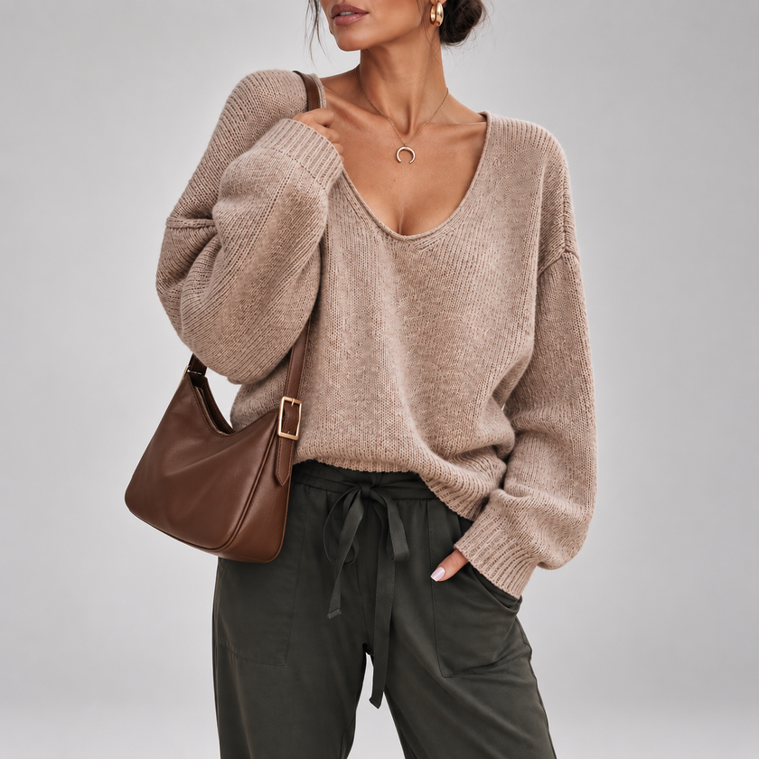 Natasha Oversized V-Neck Knit Sweater