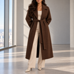 Perla Belted Wide-Lapel Wrap Coat