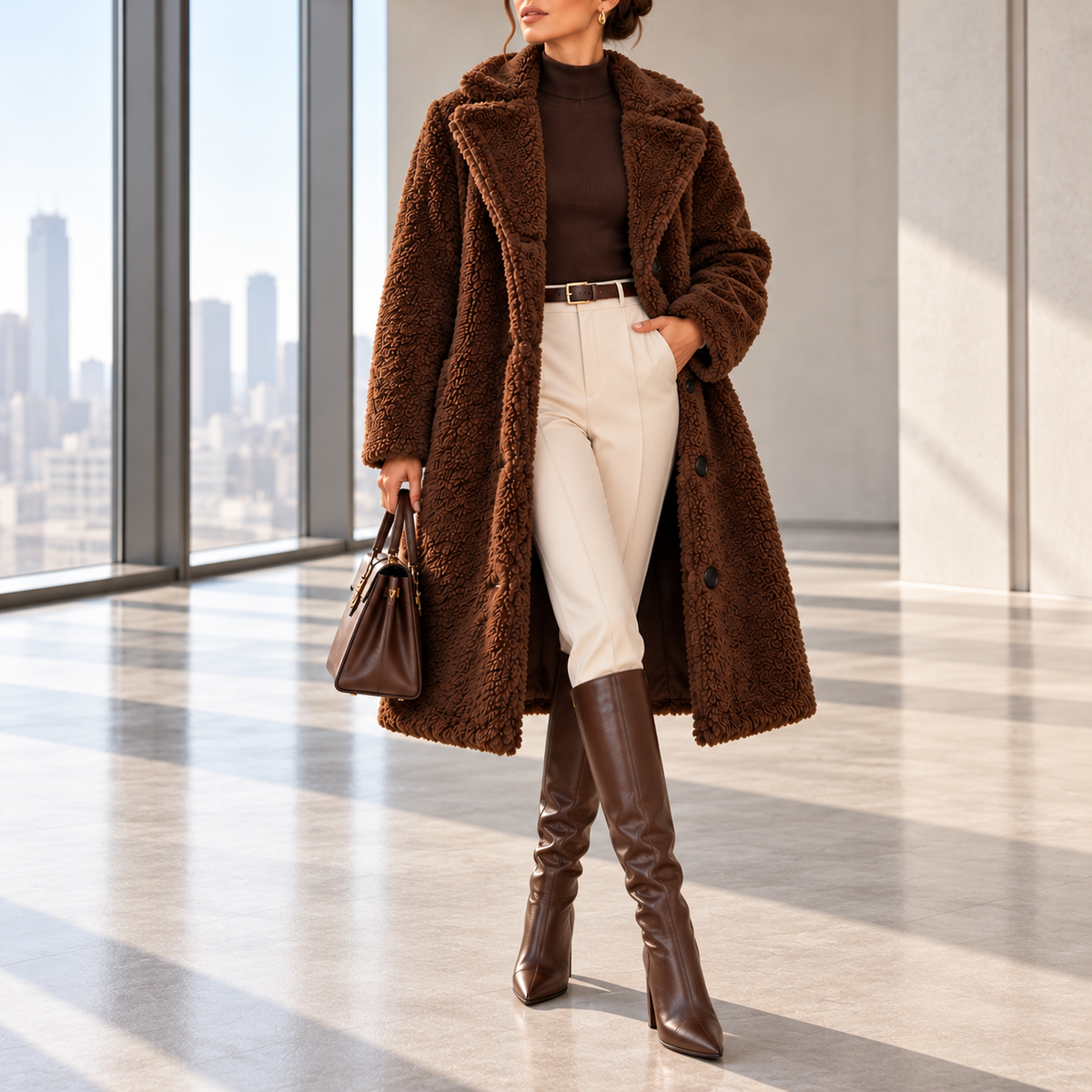 Benedetta Long Lapel Teddy Coat